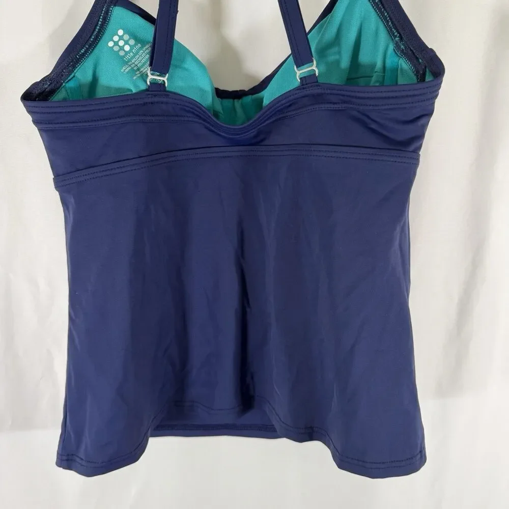Title Nine Swim top Women's 32C Blue Padded Sleeveless Pullover Adjustable
